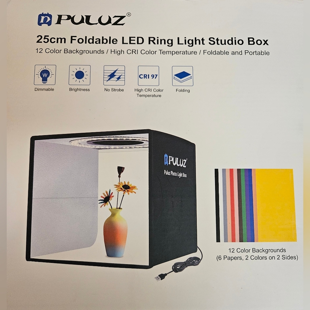 Black Foldable LED Ring Light Studio Box NWOT